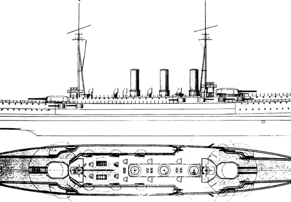 Корабль HS Georgios Averof [Armored Cruiser] - Greece (1907) - чертежи, габариты, рисунки